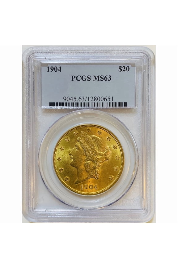 1904 $20 PCGS MS63 Gold Double Eagle Liberty Coin
