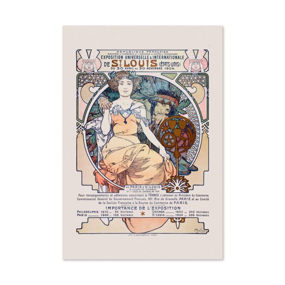 1904 St Louis Universal Exposition Mucha Vintage Style Travel Poster, Classic Collection Wall Art Decor, Poster Only