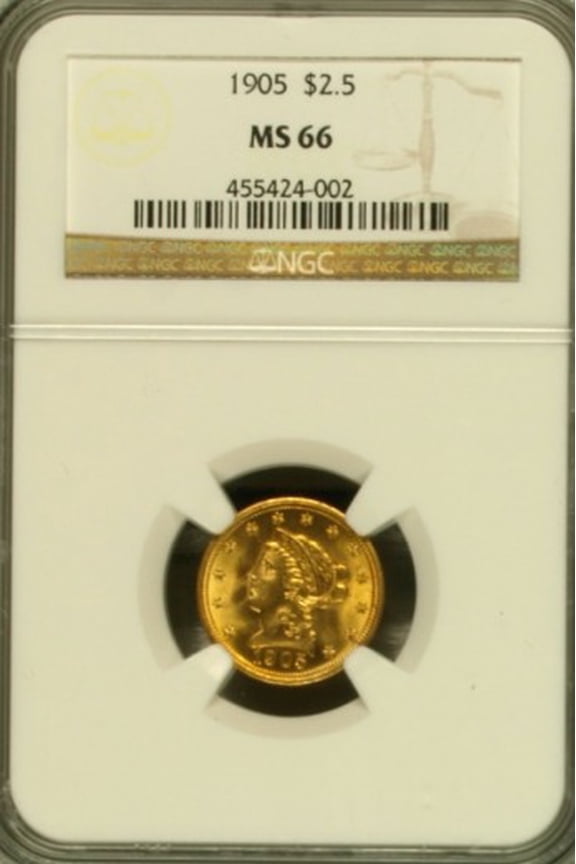 1905 $2.5 Liberty MS66 NGC (PA455424002)