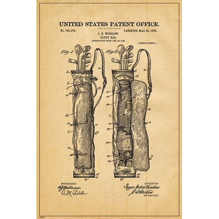 1905 Caddy Bag US Patent Blueprint Engineering Technical Drawing Schematic Home Decor Print Poster 20x30