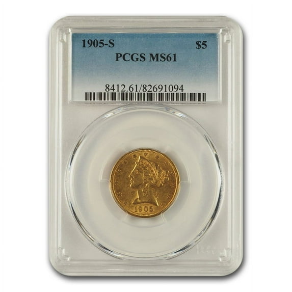 1905-S $5 Liberty Gold Half Eagle MS-61 PCGS