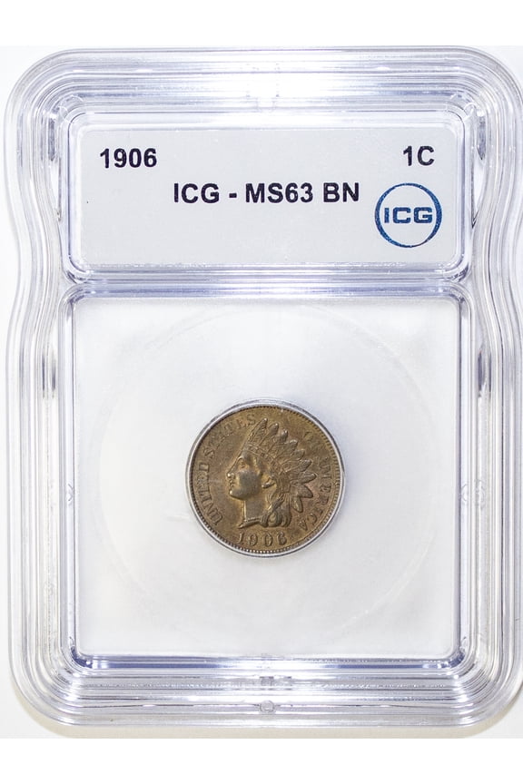 1906 Indian Head Cent Penny ICG MS63 BN - Graded Coin