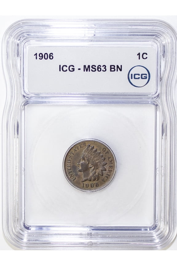 1906 Indian Head Cent Penny ICG MS63 BN - Graded Coin