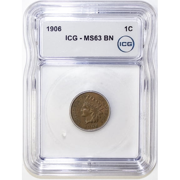 1906 Indian Head Cent Penny ICG MS63 BN - Graded Coin