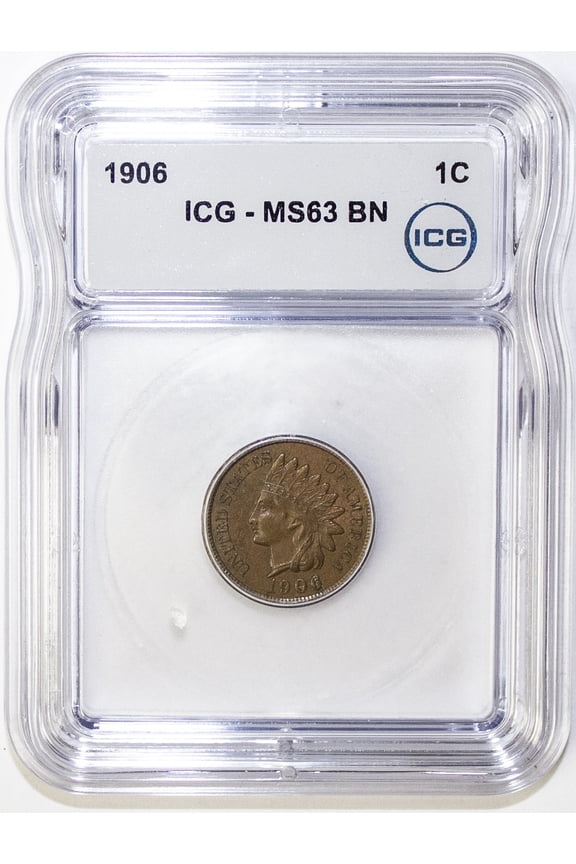 1906 Indian Head Cent Penny ICG MS63 BN - Graded Coin