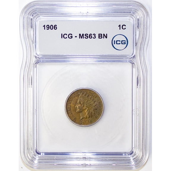 1906 Indian Head Cent Penny ICG MS63 BN - Graded Coin