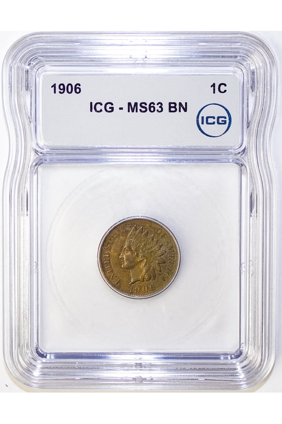 1906 Indian Head Cent Penny ICG MS63 BN - Graded Coin