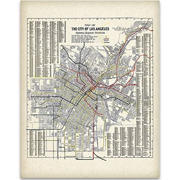 1906 Los Angeles (LA) California Map Art Print - 11x14 Unframed Art Print - Great Vintage Home Decor
