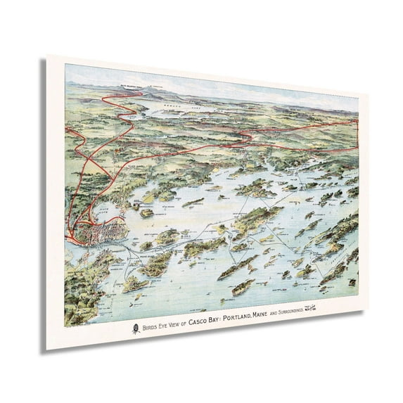 1906 Map of Casco Bay Portland Maine - Portland Maine Vintage Map Casco Bay Wall Art - Casco Bay Vintage Map Portland Maine Wall Art - Old Portland Maine Map