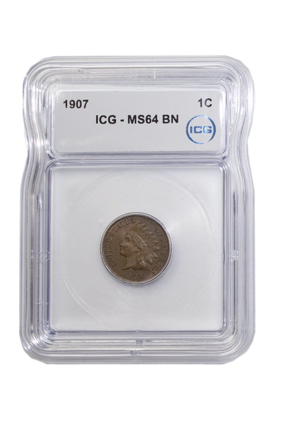 1907 Indian Head Cent Penny ICG MS64 BN - Graded Coin
