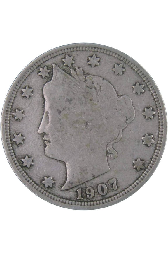 1907 Liberty Head V Nickel 5 Cent Piece AF About Fine 5c US Coin Collectible
