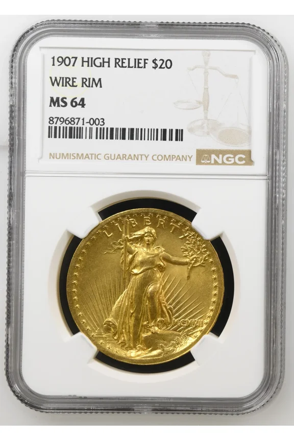 1907 Saint Gaudens Double Eagle NGC MS-64 HIGH RELIEF WIRE RIM