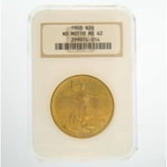 1908 $20 MS-62 No Motto NGC Gold Double Eagle Saint Gaudens Coin