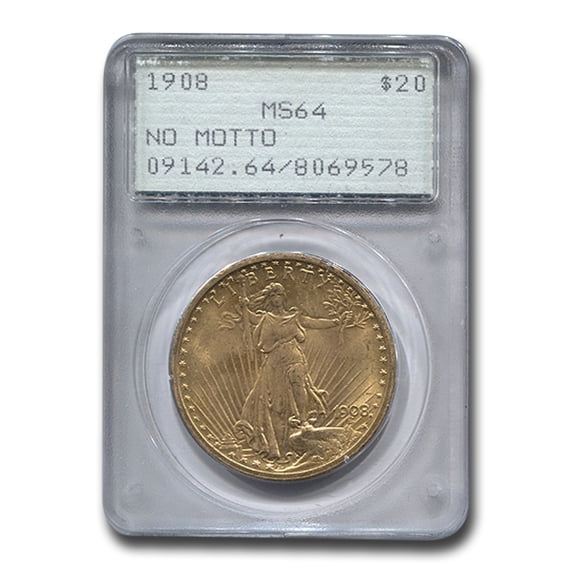 1908 $20 St. Gaudens Gold Dbl Eagle No Motto MS-64 PCGS (Rattler)