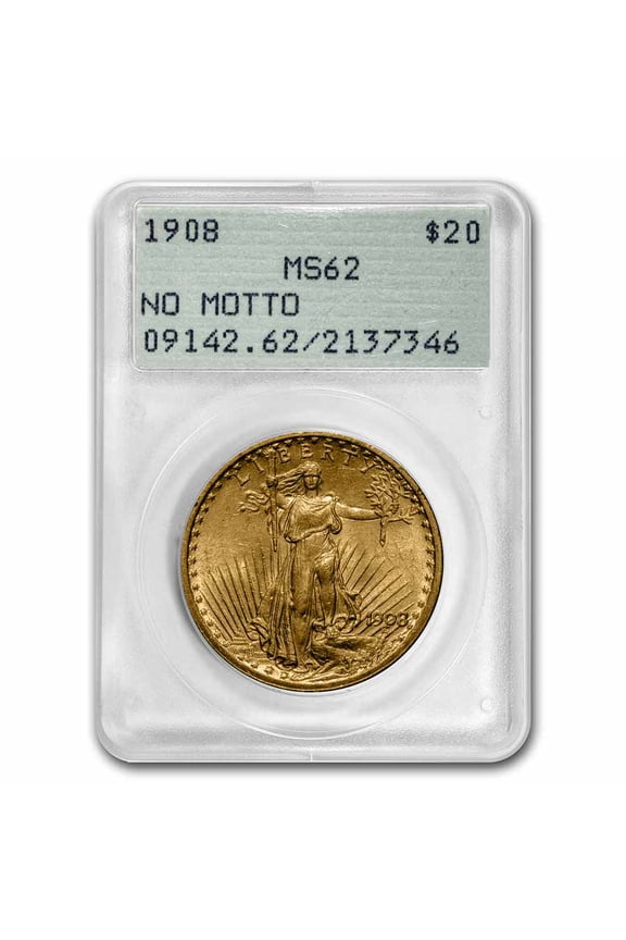 1908 $20 St Gaudens Gold Double Eagle NM MS-62 PCGS (Rattler)