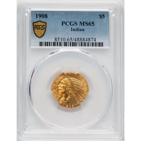 1908 $5 Indian Indian Half Eagle PCGS MS65 (767549009)