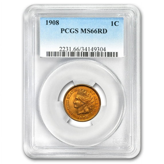 1908 Indian Head Cent MS-66 PCGS (Red)