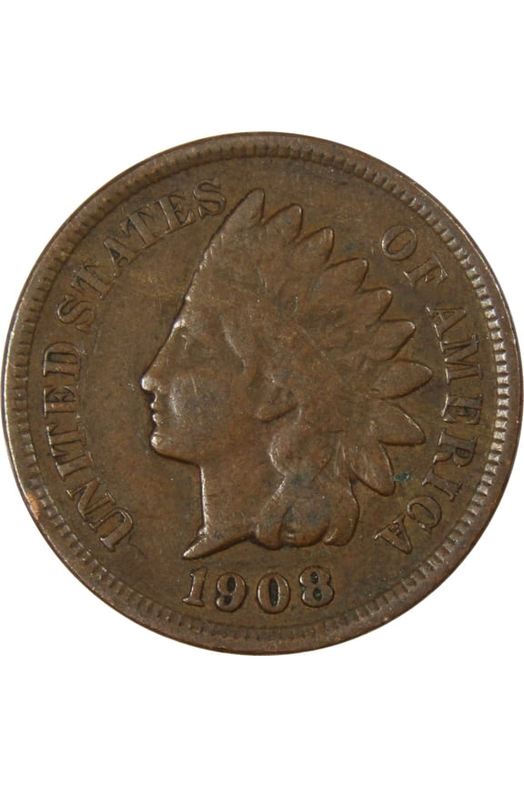 1908 Indian Head Cent VG Very Good Bronze Penny 1c Coin Collectible