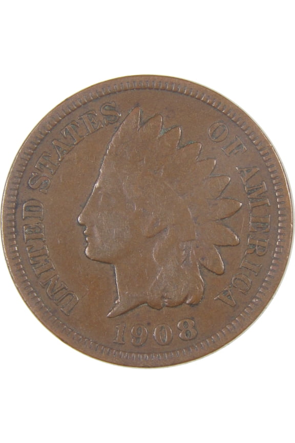 1908 S Indian Head Cent F Fine Penny 1c Coin SKU:I16849