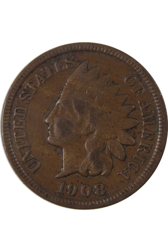 1908 S Indian Head Cent F Fine Penny 1c Coin SKU:I18121