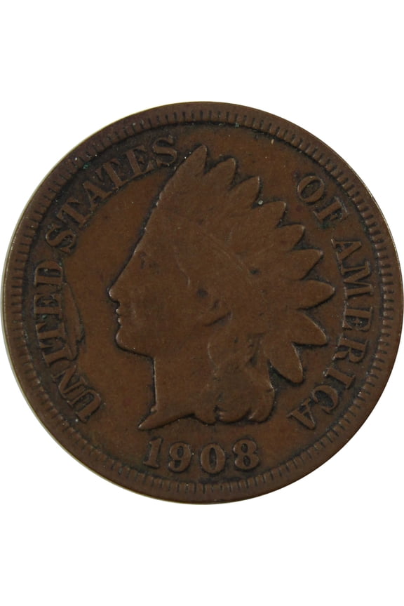 1908 S Indian Head Cent F Fine Penny 1c Coin SKU:I4808