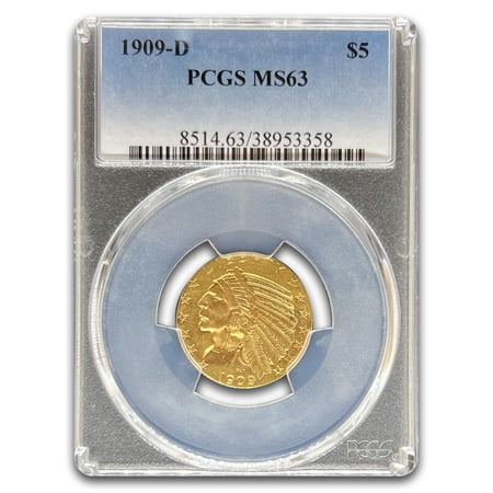 1909-D $5 Indian Gold Half Eagle MS-63 PCGS