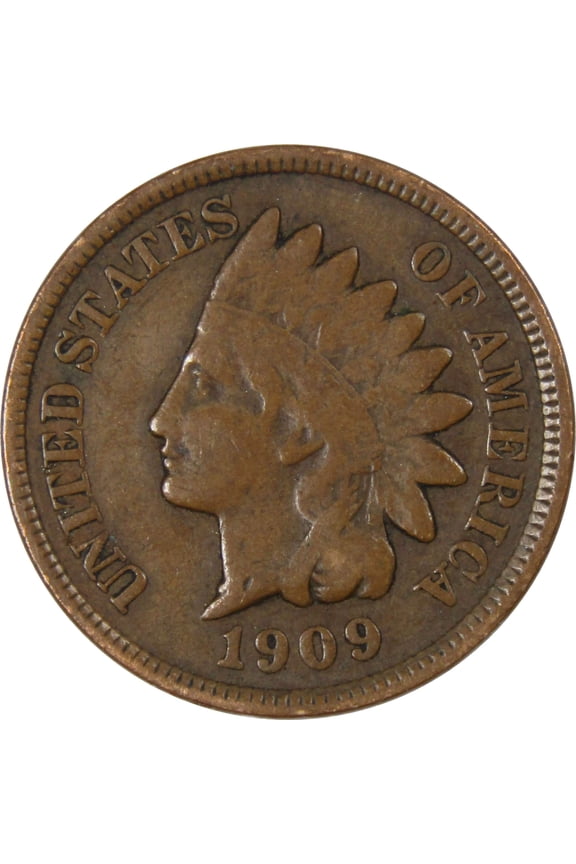 1909 Indian Head Cent F Fine Bronze Penny 1c Coin Collectible