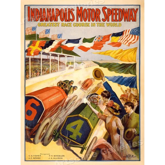 1909 Indianapolis Motor Speedway Dirt Track Racing Poster Home Decor Office Wall Art