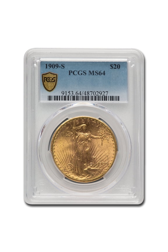 1909-S $20 St Gaudens Gold Double Eagle MS-64 PCGS
