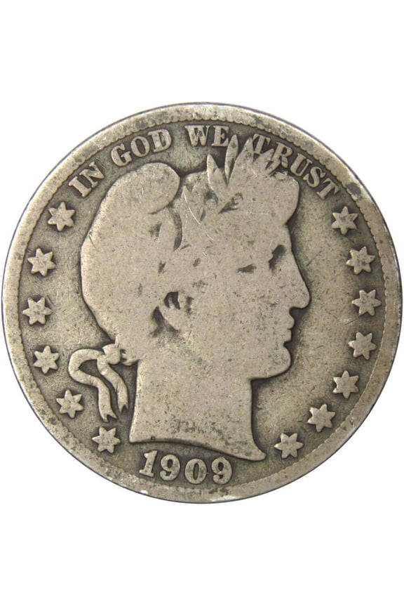 1909 S Barber Half Dollar VG Very Good 90% Silver 50c US Type Coin Collectible