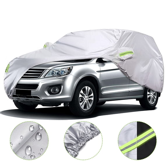 190T Car Cover SUV Protection Cover Waterproof All Weather Weatherproof UV Sun Protection Snow Dust Storm Resistant Outdoor Car Cover (XXL 208.66''x78.74''x74.8'')