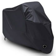 190T Motorcycle Cover All Season, UV Anti-snow Windproof Rainproof Dustproof Outdoor with Lock-Holes & Storage Bag, Large Size 96.5"x41.3"x49.2"