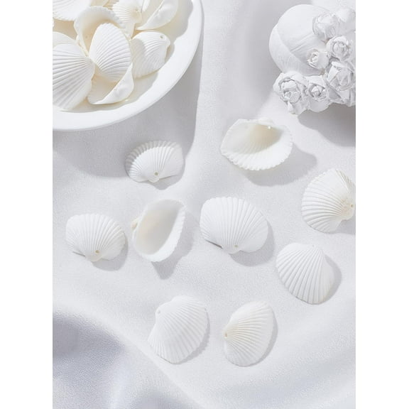 190g Natural Clam Shell Pendants Small Tiny Sea Shells White Clam Bulk Natural Seashell for Vase Filler Fish Jewelry Making DIY Craft Home Decor White DIY