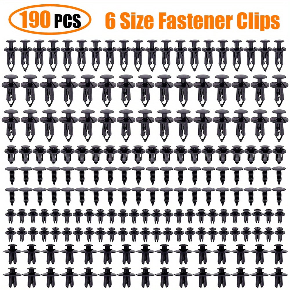 190pcs Car Retainer Clips 6 Sizes Plastic Fasteners Kit Auto Trim Panel ...