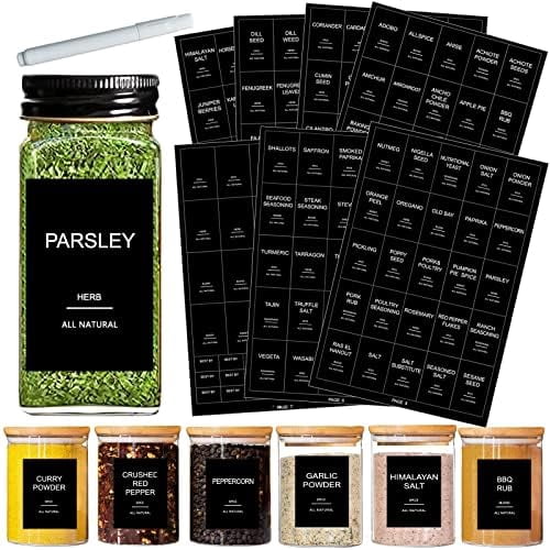 Label 191 191 Spice Jar Labels Preprinted Minimalist Stickers - Matte Black ...