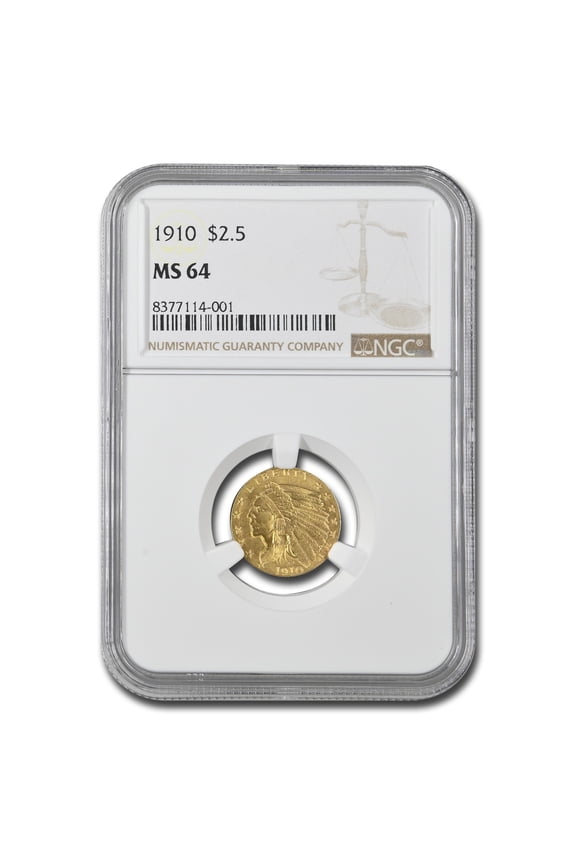 1910 $2.50 Indian Gold Quarter Eagle MS-64 NGC