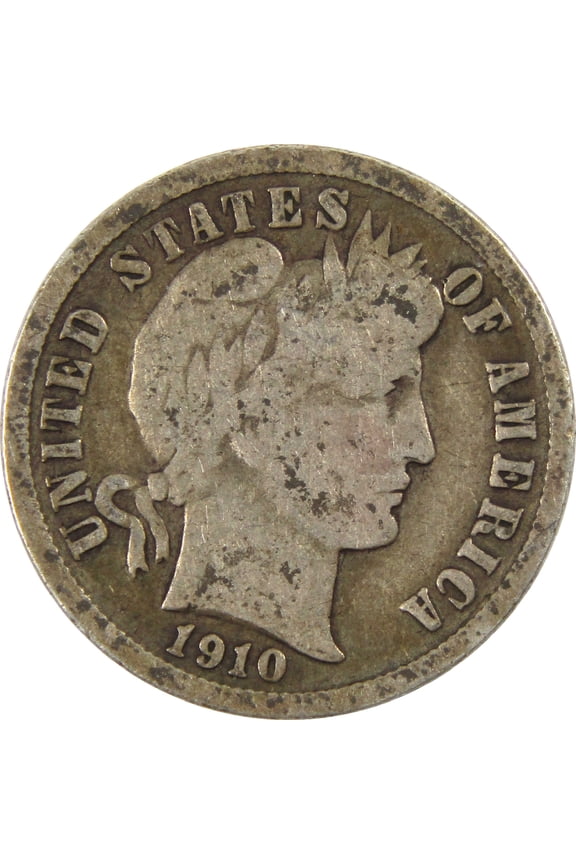 1910 Barber Dime G Good Silver 10c Coin