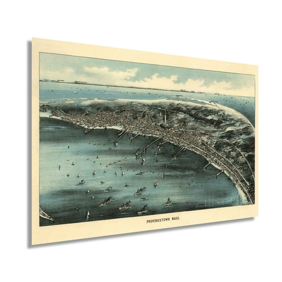 1910 Map of Provincetown Massachusetts - Vintage Map Wall Art - Panoramic Birds Eye View of Provincetown Mass. - Provincetown Map - Provincetown Poster