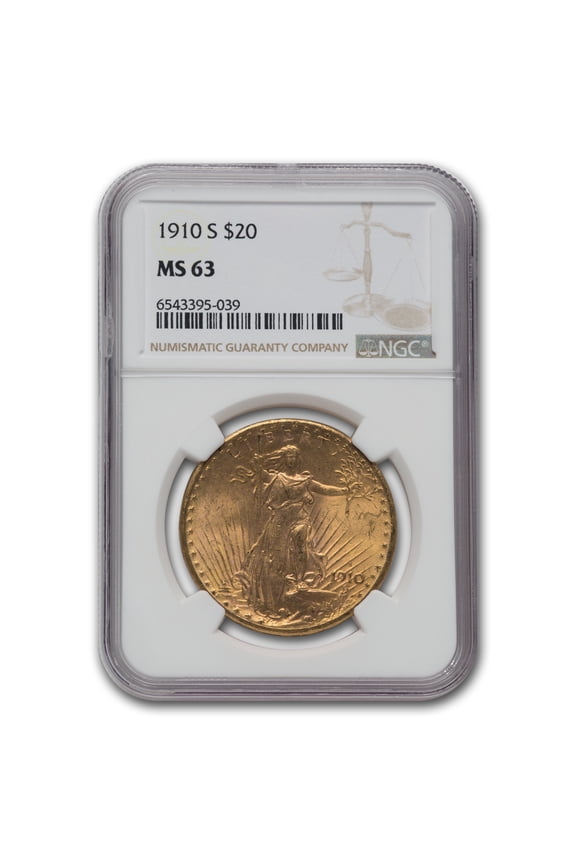 1910-S $20 St Gaudens Gold Double Eagle MS-63 NGC