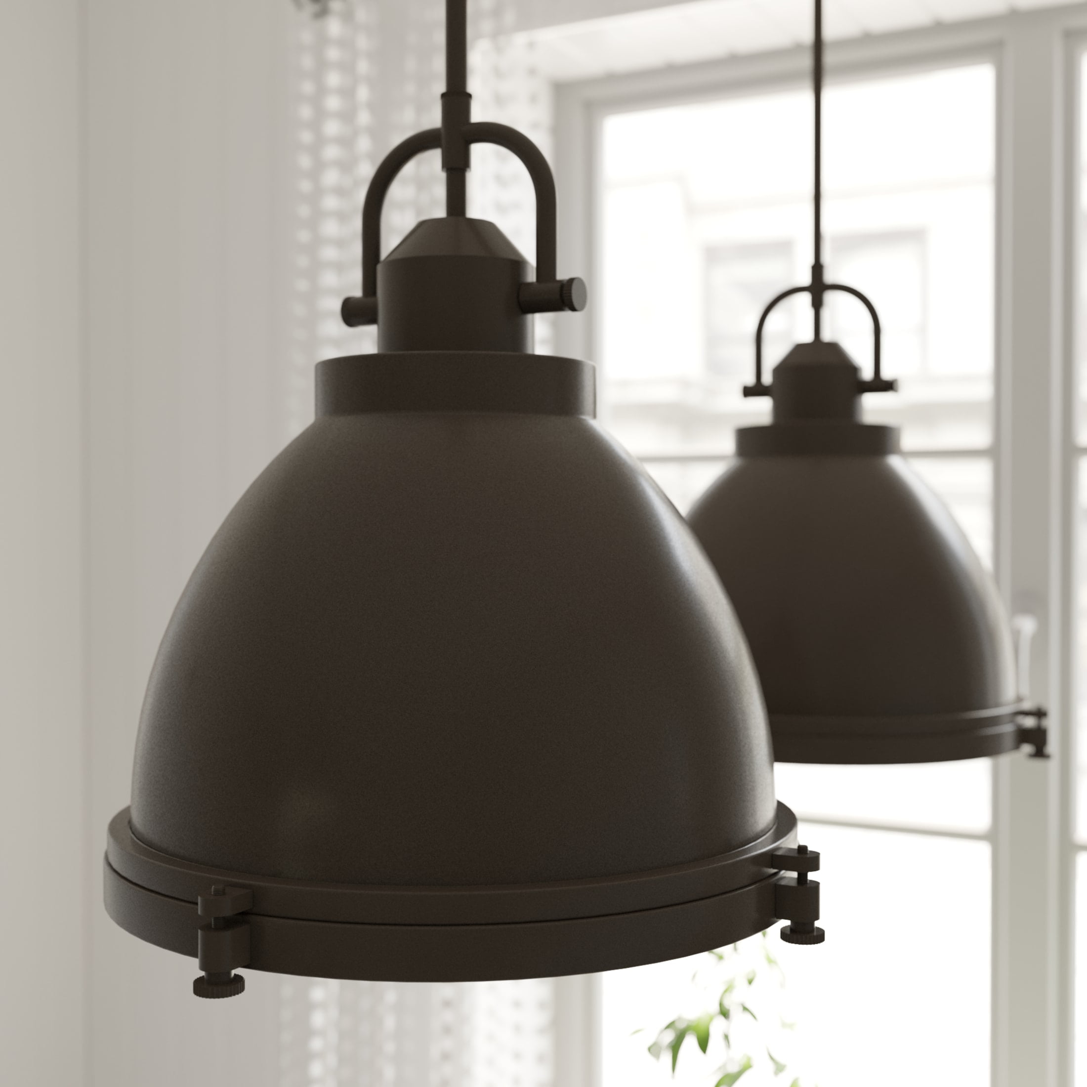 Farmhouse Noble Bronze 14" LED Glass Bowl Pendant Light