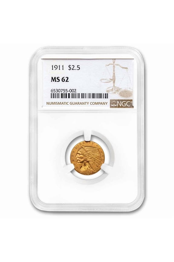 1911 $2.50 Indian Gold Quarter Eagle MS-62 NGC