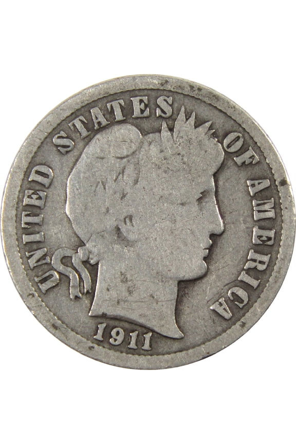1911 Barber Dime G Good Silver 10c Coin