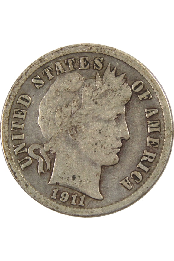 1911 Barber Dime VG Very Good Silver 10c Coin