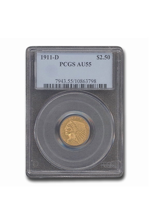 1911-D $2.50 Indian Gold Quarter Eagle AU-55 PCGS (Strong D)
