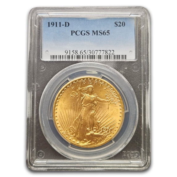 1911-D $20 St Gaudens Gold Double Eagle MS-65 PCGS