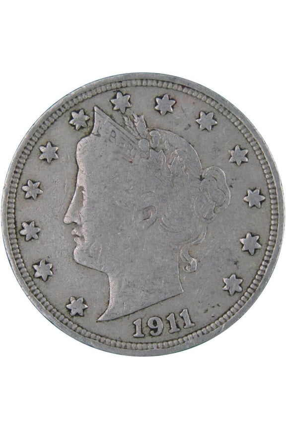 1911 Liberty Head V Nickel 5 Cent Piece AF About Fine 5c US Coin Collectible