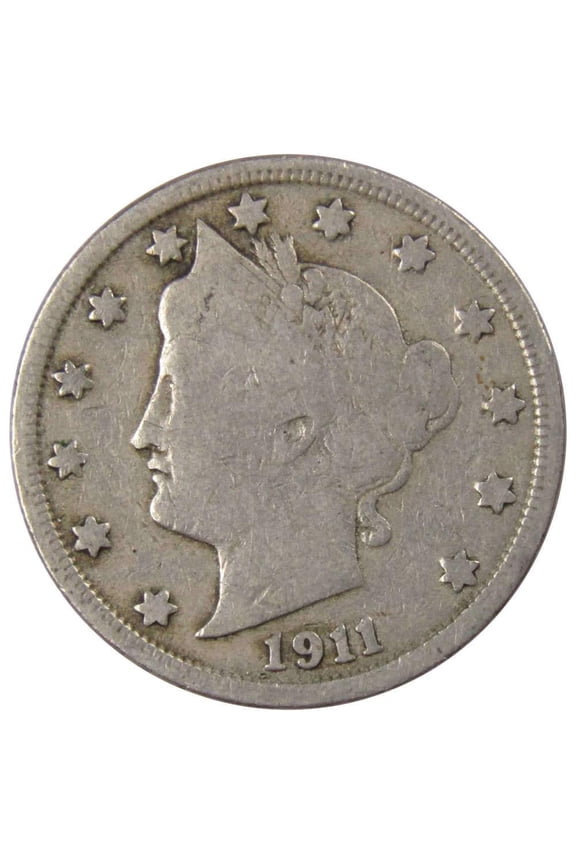 1911 Liberty Head V Nickel 5 Cent Piece VG Very Good 5c US Coin Collectible