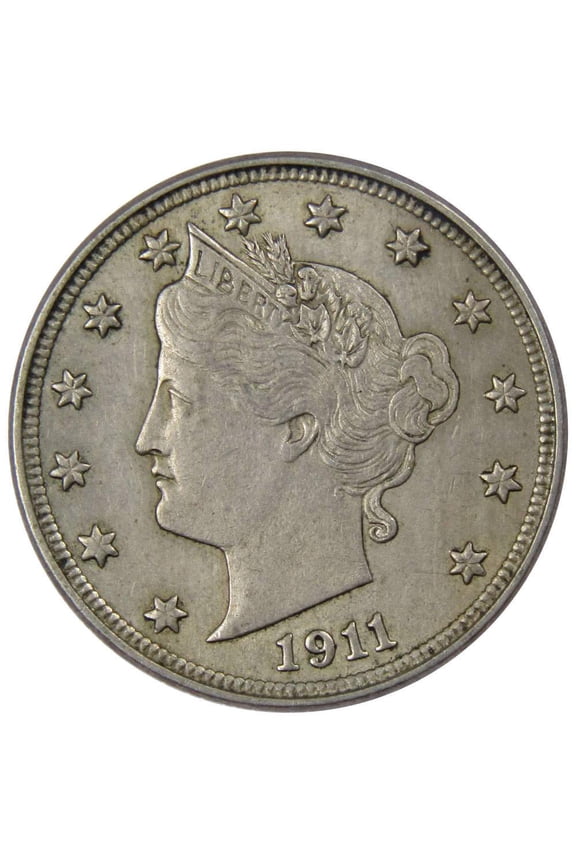 1911 Liberty Head V Nickel AU About Uncirculated 5c Coin