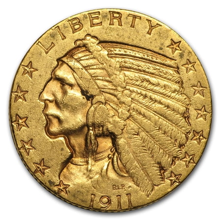 1911-S $5 Indian Gold Half Eagle AU