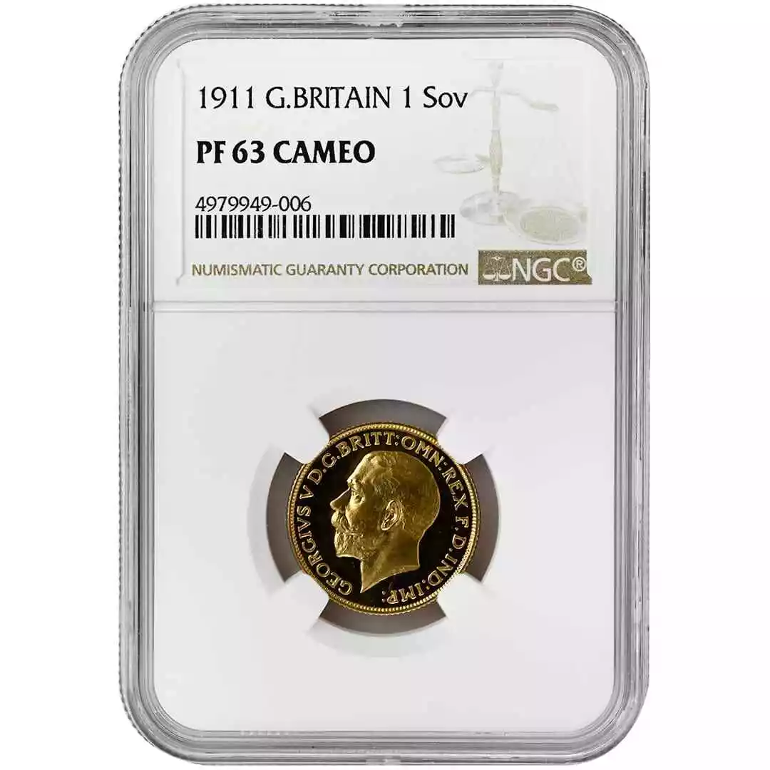 GREAT BRITAIN MINT 1911 Sovereign, NGC PF63CAM, George V Rare Coin